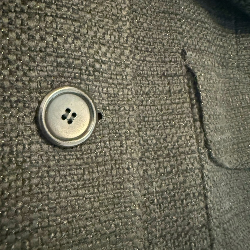 Theory S “Gessa tweed” GUC wool/cotton Black Textured Blazer w/ metallic thread - Picture 10 of 11